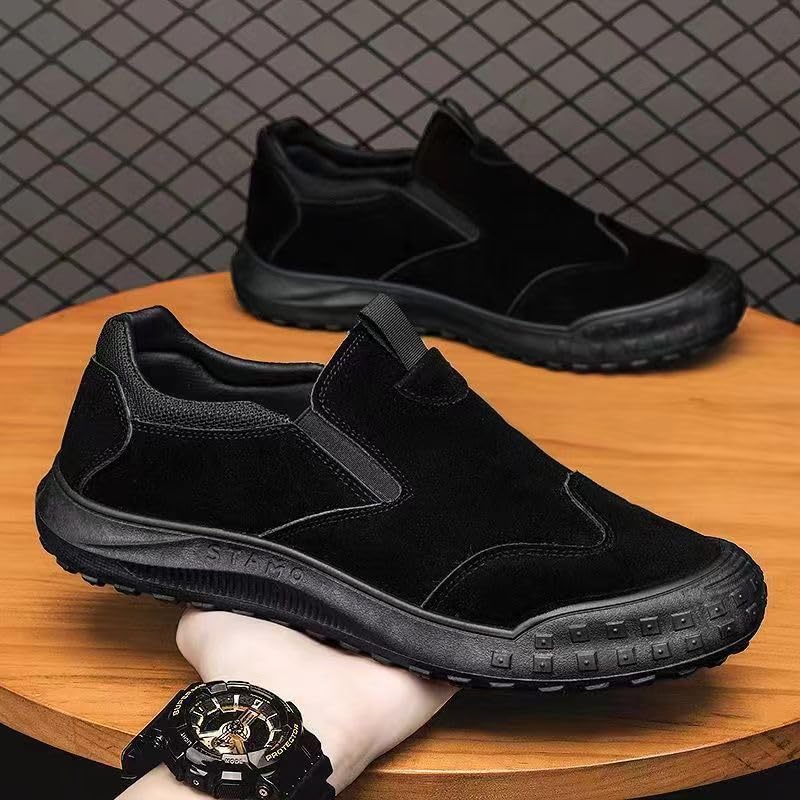 Mens Non Slip Work Shoes Waterproof Slip-On Kitchen Chef Leather Loafers Steel Toe Shoes Dress Sneakers2