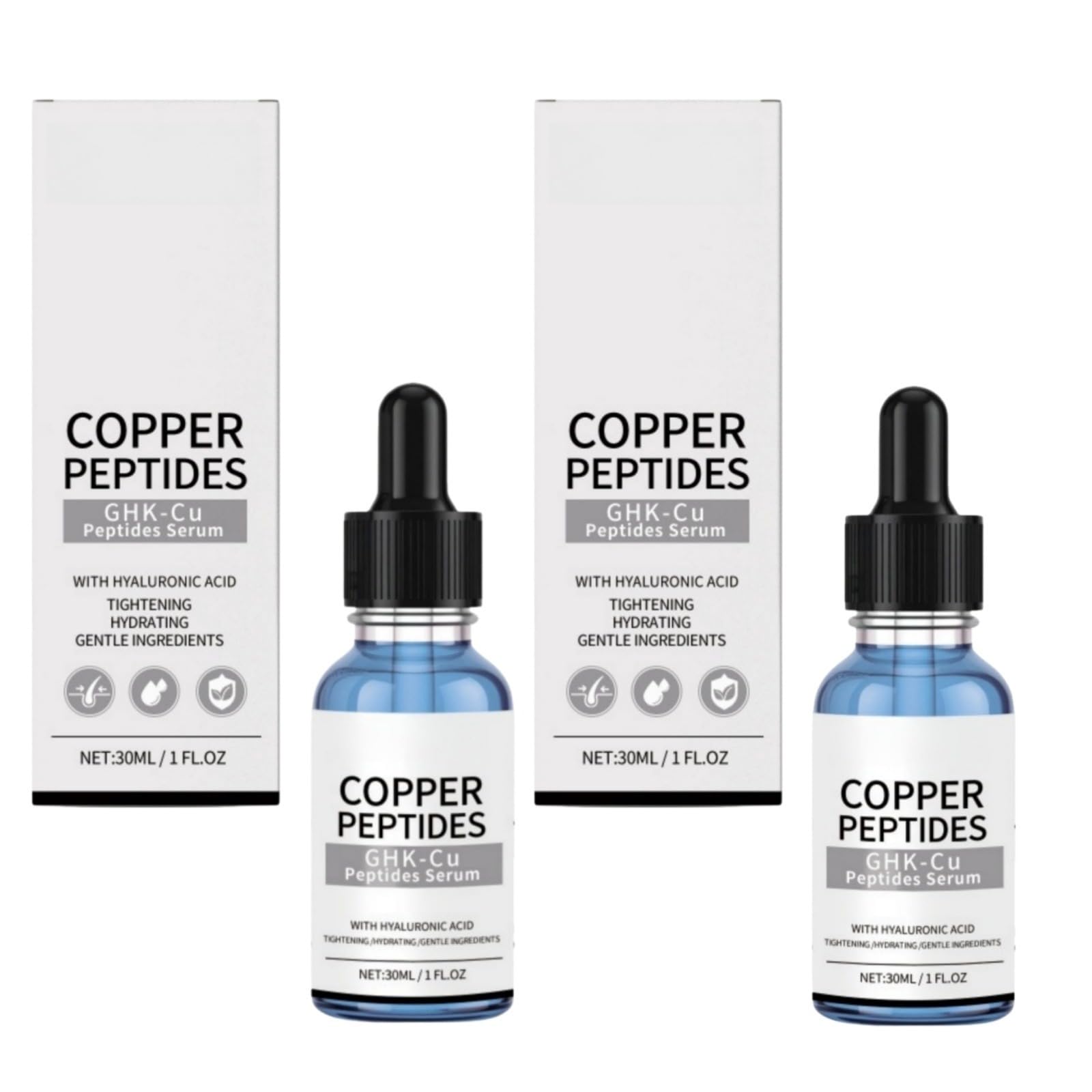Siero peptidi con siero ialuronico per viso acido,con acido ialuronico - Siero viso anti,Siero viso con peptidi di rame. (2 bottiglie-30 ml)