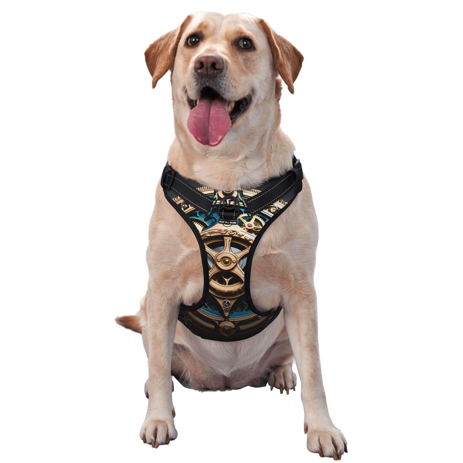 Cool Steampunk Gears X-Large Printed pet Traction Vest - Ideal for Dog Walking, Hiking, Daily Travel
