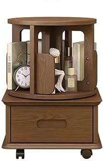 CJHFR472SG Moderna Mesa Auxiliar de Madera con cajón y Estante de Almacenamiento Abierto Giratorio de 360 ​​Grados, mesita de Noche móvil con Ruedas giratorias, Mesa Auxiliar Moderna Muebles de Salon
