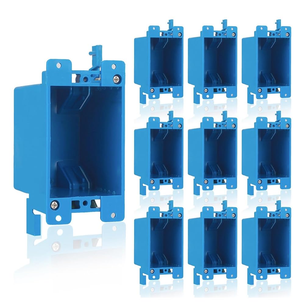 Jnchdghwa Blue Old Work Electrical Outlet Box, 14 Cubic Inch, 10-Pack Single Gang Ideal For Residential And Commercial Applications