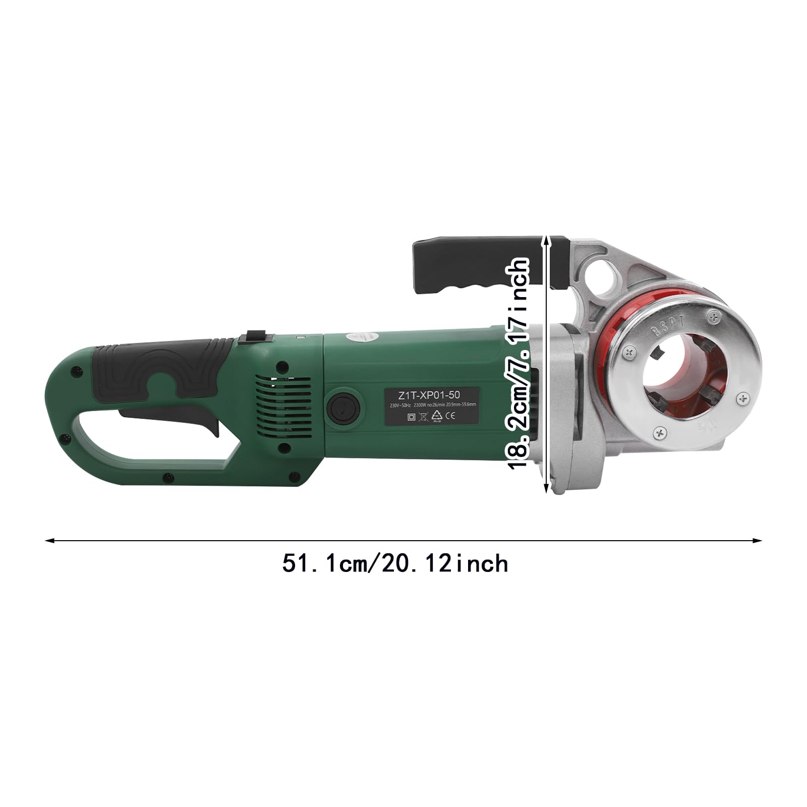 Macchina filettatrice, 230 V, 2300 W, infila tubi elettrico, set di gruppi di taglio portatile con 6 matrici (2", 1-1/2", 1-1/4", 1", 3/4", 1/2"), per tubi da 0,82-2,35 pollici