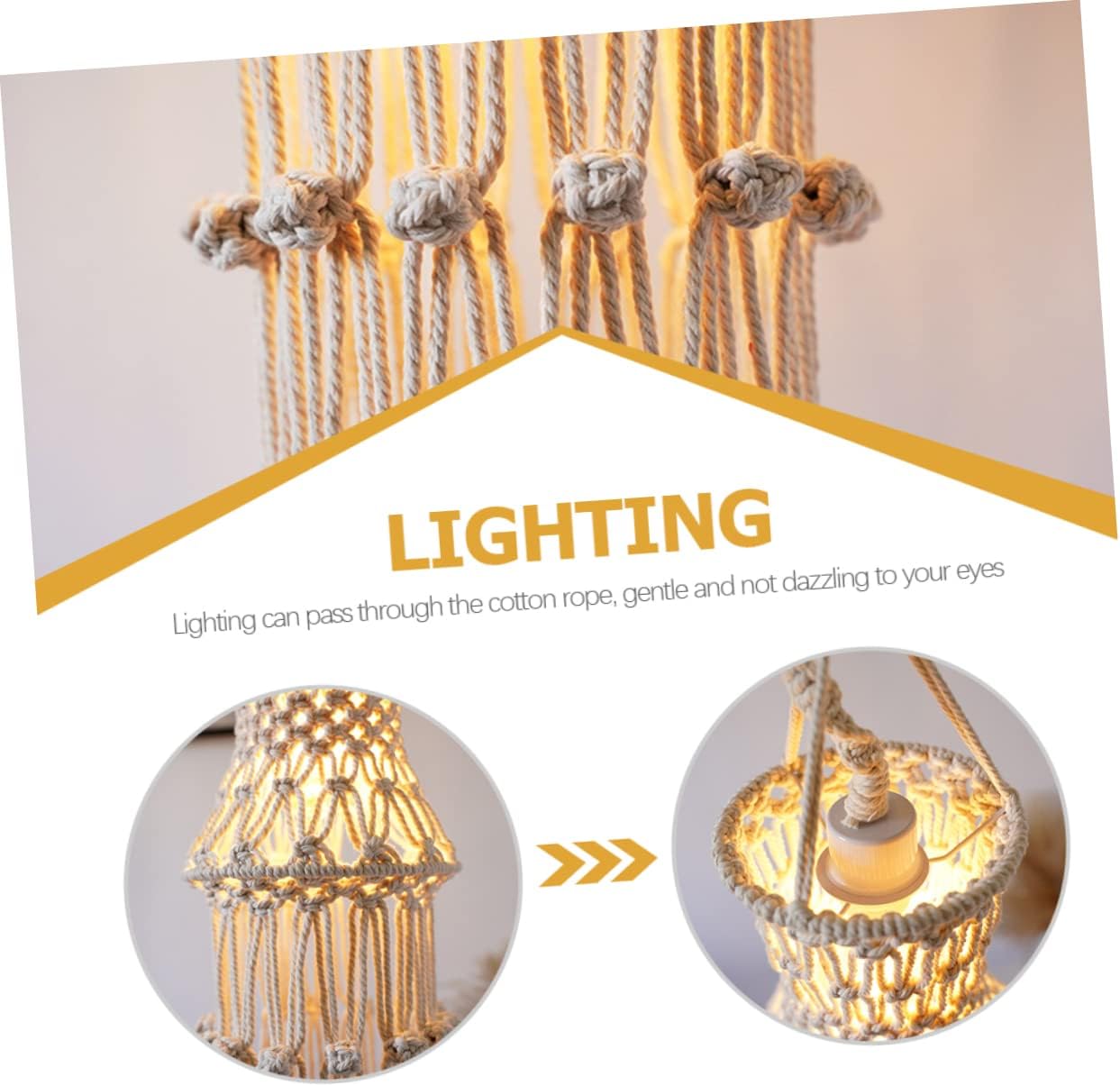 ABOOFAN Woven Lamp Shade Replacement for Ceiling Light Fixture Bohemian Rope Design for Home Hotel Bedroom and Wedding Decor