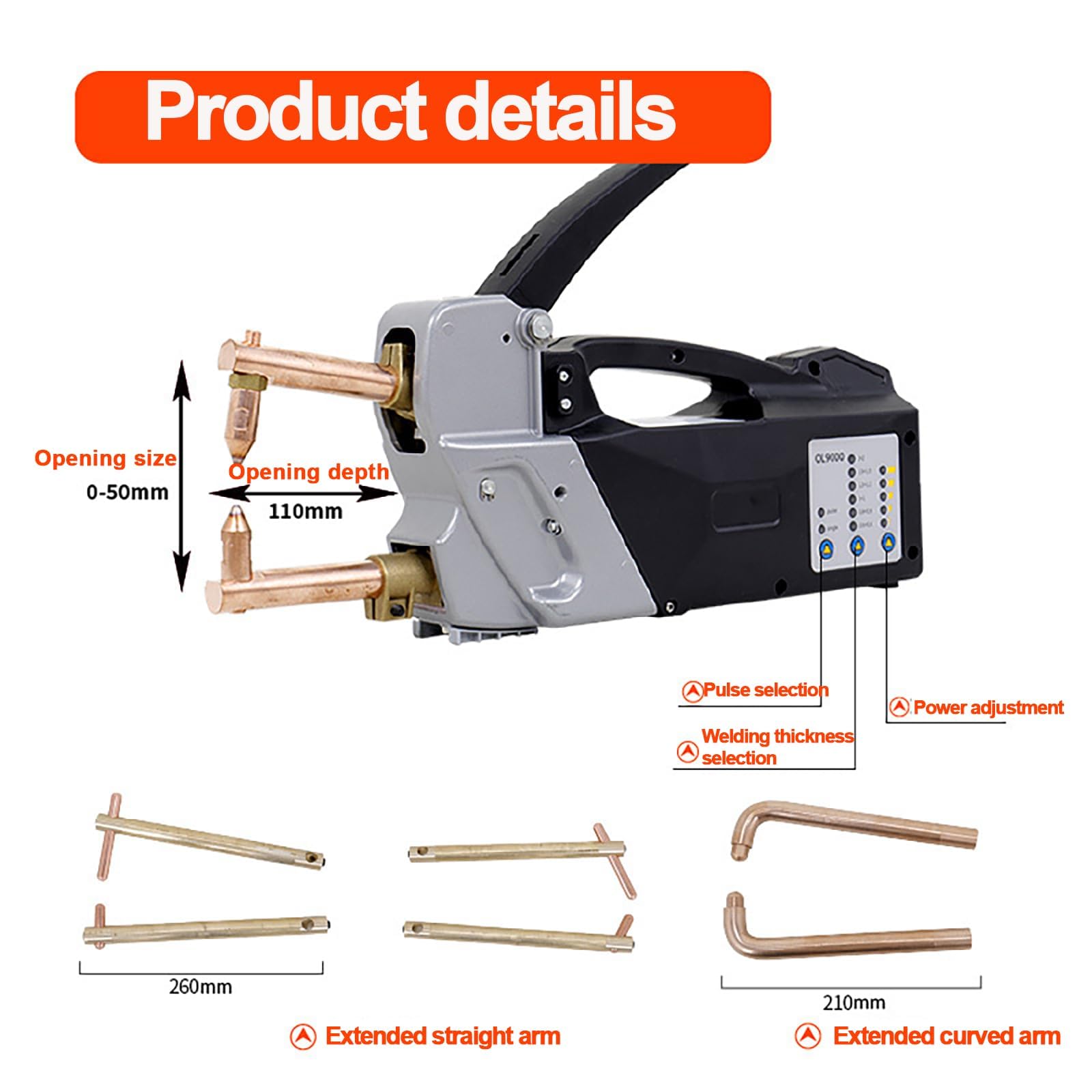 Saldatura a punto elettrico, 220 V Spettacoli a doppia parte del punto laterale, pistola per saldatura portatile portatile, 2,0+2,0 mm Strumento di riparazione in lamiera per la riparazione in lamiera