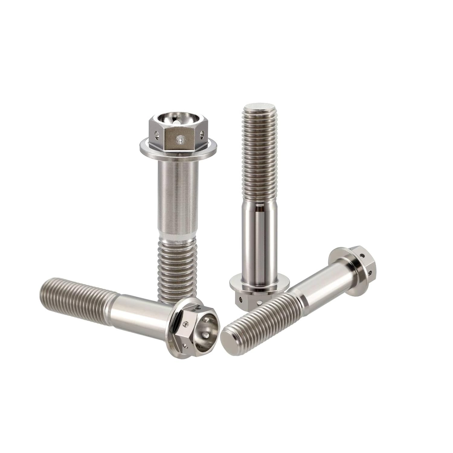 Titanium Bolt M10x1.25x50mm, Flanged Hex Head Bolts Drilled Disc Brake Caliper Bracket Screws for Motorcycle Car Modifications Race Spec, Pack of 4