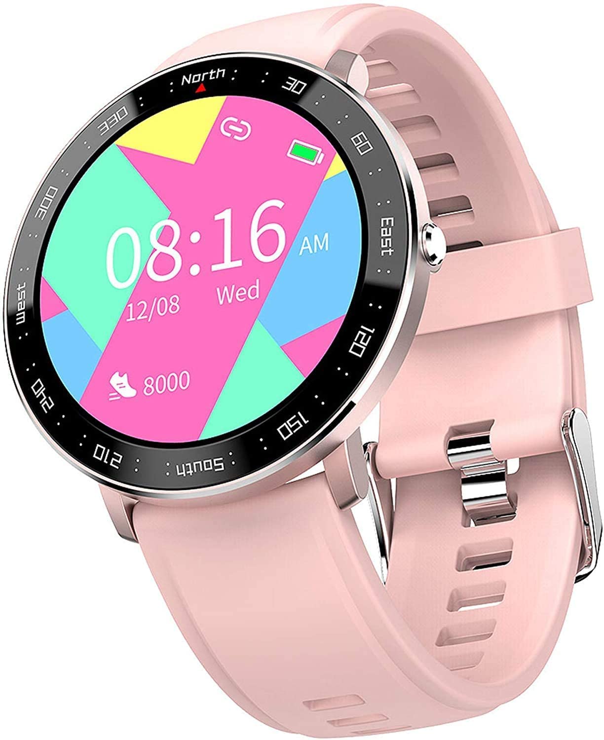 Inteligentny zegarek, wysokiej klasy modne zegarki męskie i damskie, sfigmomanometr, telefon komórkowy Bluetooth 5.0, telefon synchroniczny, Wechat (różowy)