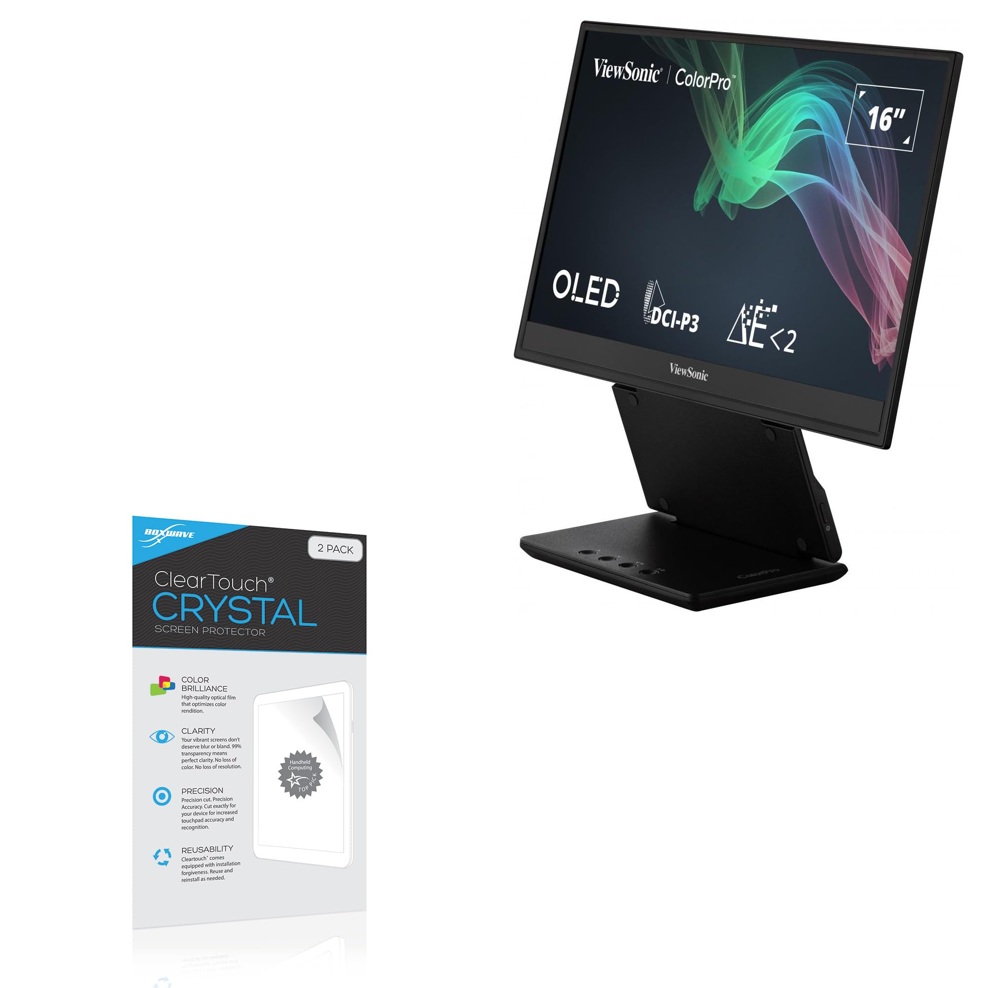 BoxWave Screen Protector Compatible with Viewsonic VP16-OLED - ClearTouch Crystal (2-Pack), HD Film Skin - Shields from Scratches