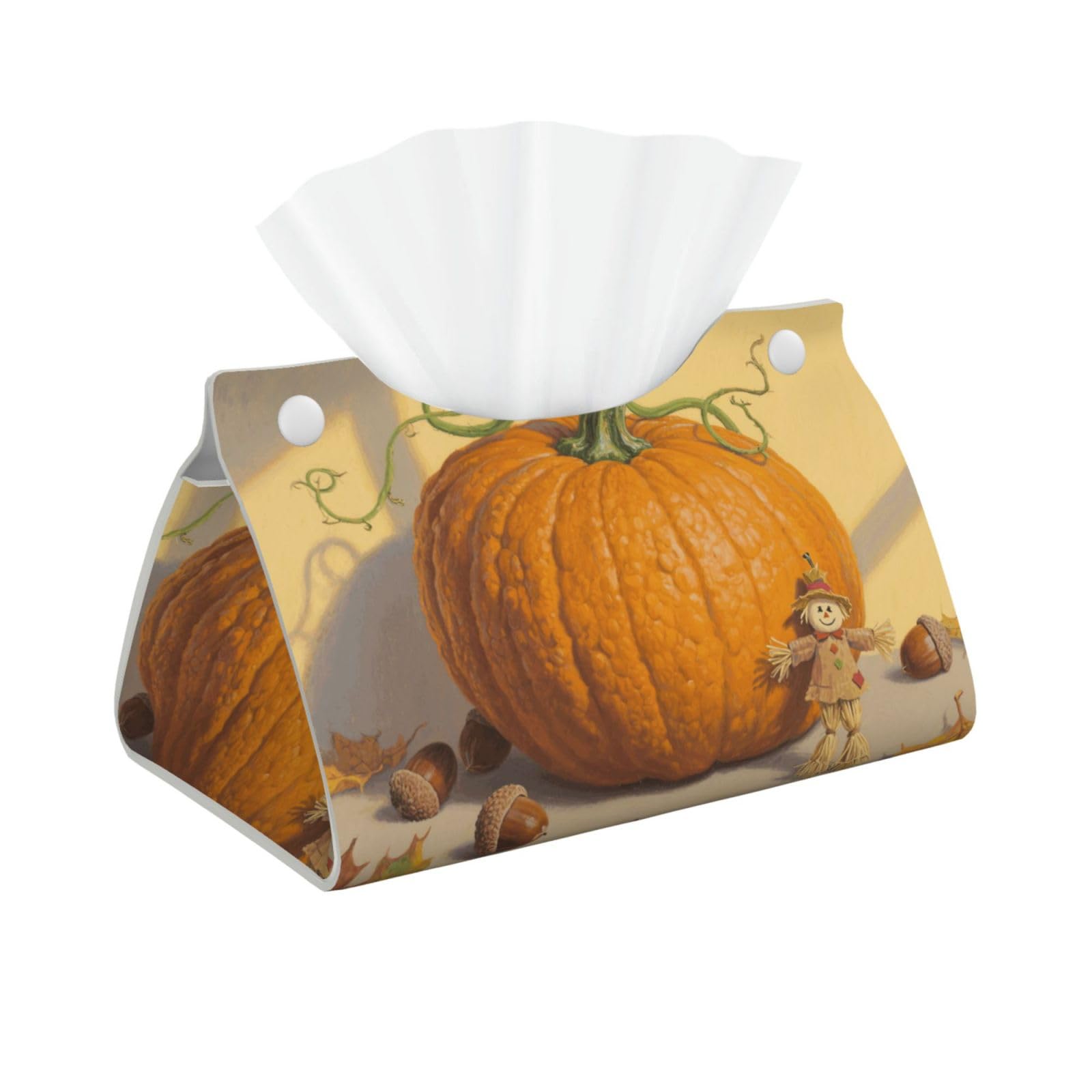 Pu Leather Tissue Box Cover, Pumpkin Rectangle Tissue Case Covers Decorative Tissue Box Holder Waterproof Tissue Holder Organizer for Bathroom Home Office