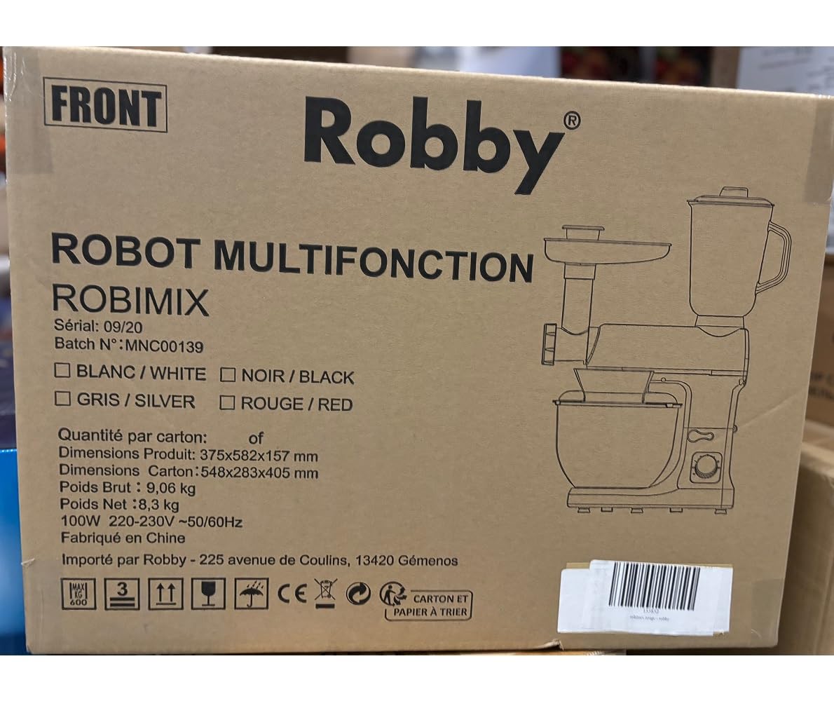 Robby robot multifunción 5l 1000w rojo con picadora y batidora de vaso 1,5l robimix rouge