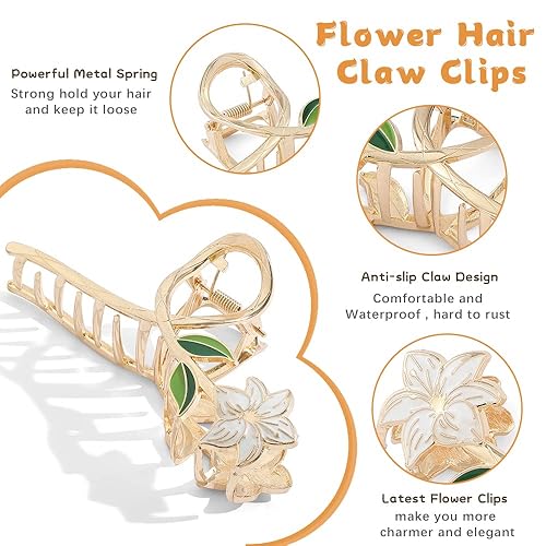 Miniatura 2 de Pinzas para el cabello de flores de metal dorado banda para el cabello de lirio blanco floral de San Valentín accesorios para el cabello exquisitos