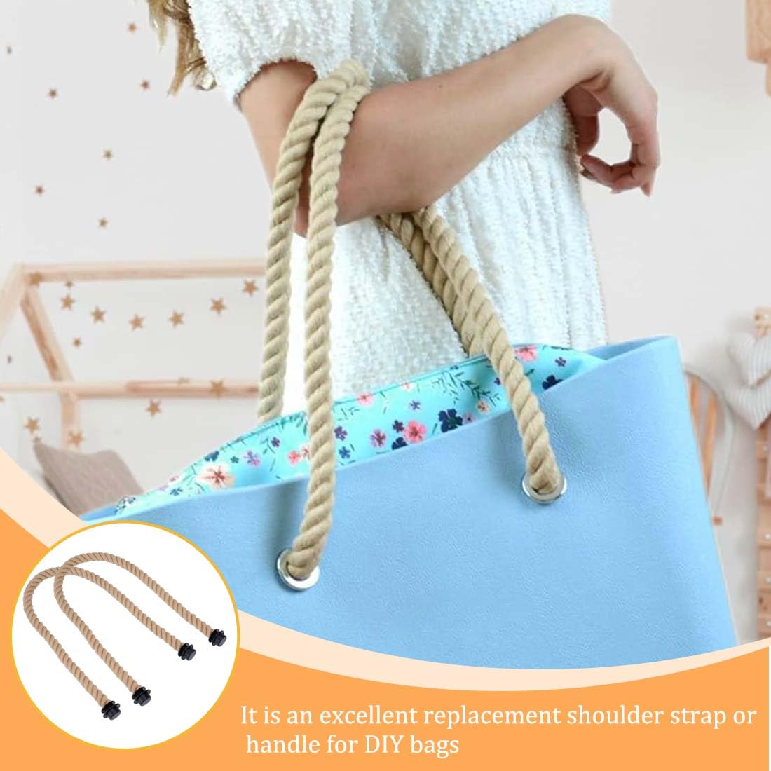 GXGM 2 asas de repuesto para bolso de playa, asa larga clásica, asa de cuerda de repuesto, asas de bolso, accesorios DIY para mujeres