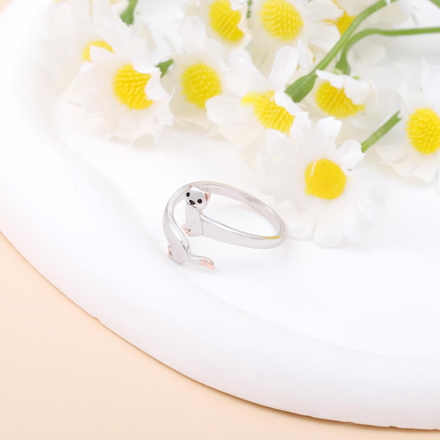 Cute Ferret Ring for Women - 925 Sterling Silver Ferret Themed Gifts for Animal Lover Adjustable Animal Rings Jewelry Hypoallergenic for Birthday - Image 5