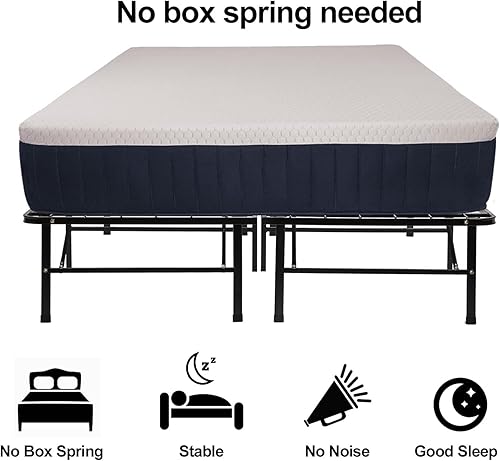 Miniatura 4 de Base de cama de tamaño matrimonial, resistente y antideslizante, con soporte de listones de acero, plataforma duradera y fuerte, base de cama de