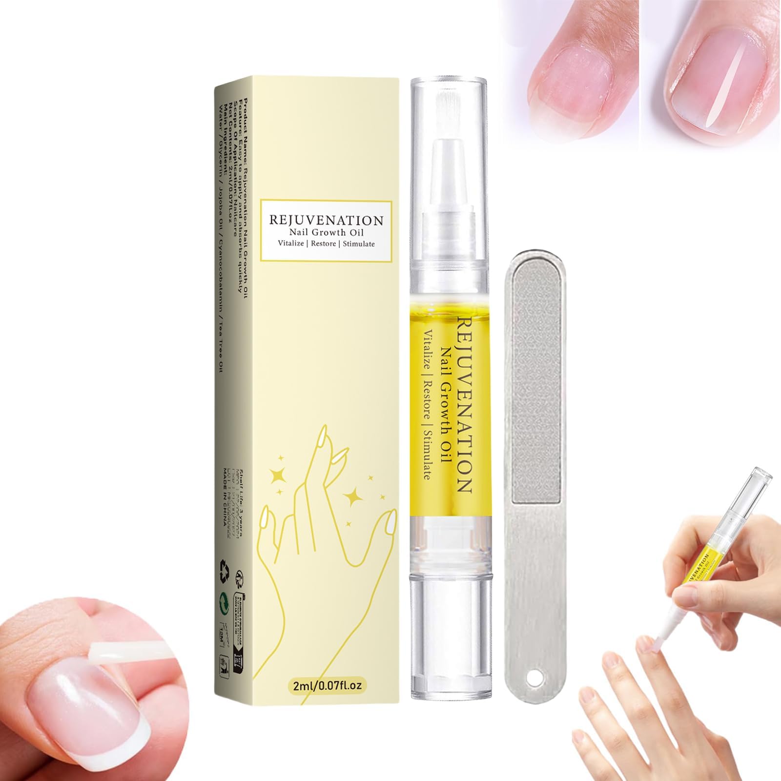 Yilia Nail Growth Oil, 2024 Upgrade Rejuvenation Nail Oil Pen, Cuticle Oil for Nails, Nail Strengthener for Moisturize Strengthen Brighten Nails Care (1)