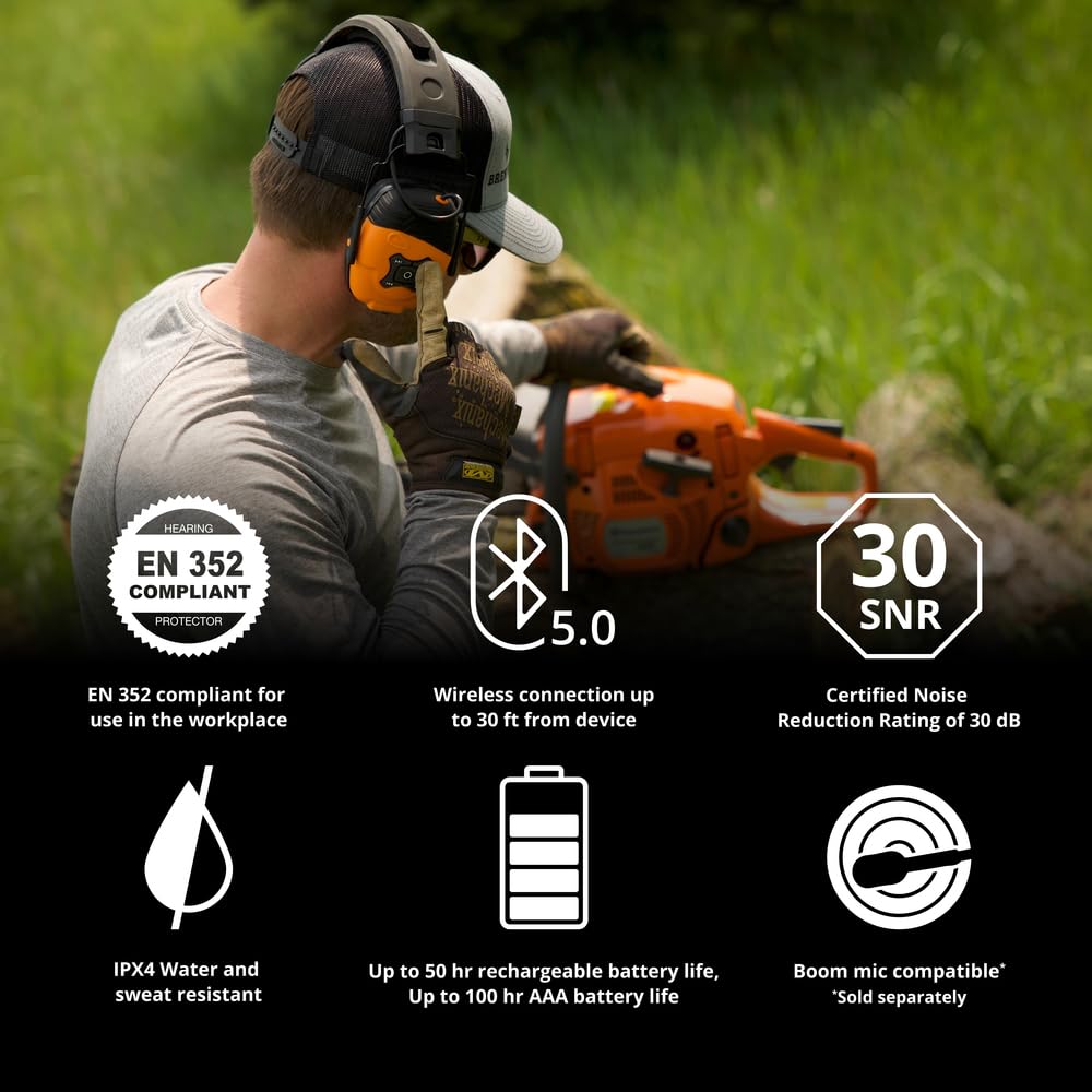 ISOtunes LINK 2.0 Bluetooth-Ohrenschützer: EN352-konformer verbesserter kabelloser Gehörschutz mit 50 Stunden Akkulaufzeit und 25 dB Geräuschreduzierung