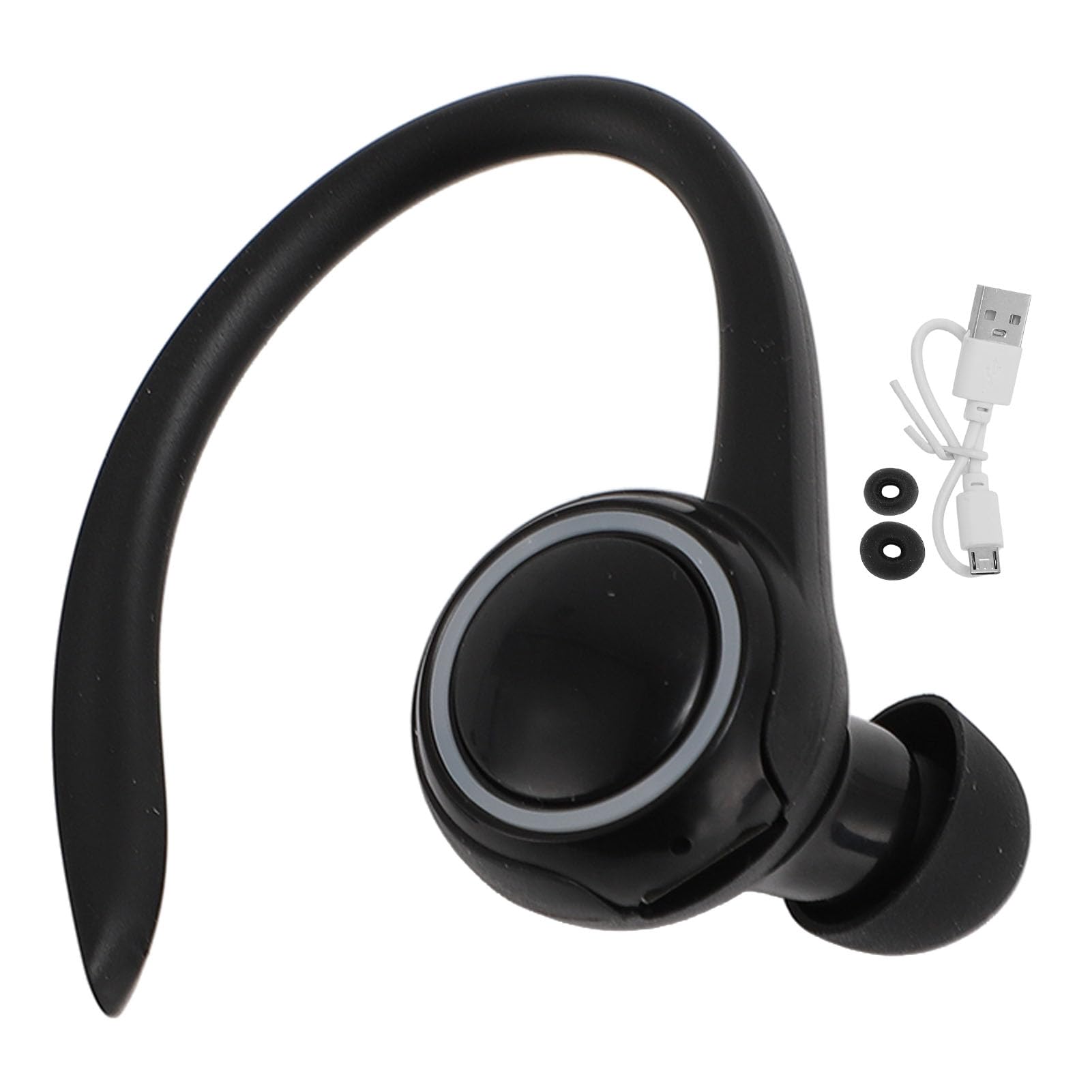 ASHATA Single Side Ear Hook Headphone, Bluetooth Earbuds Headphones with Over Ear Hook, in Ear Hook Earphones with Mic Noise Cancelling for Running Sports Driving Call Music-picture-13