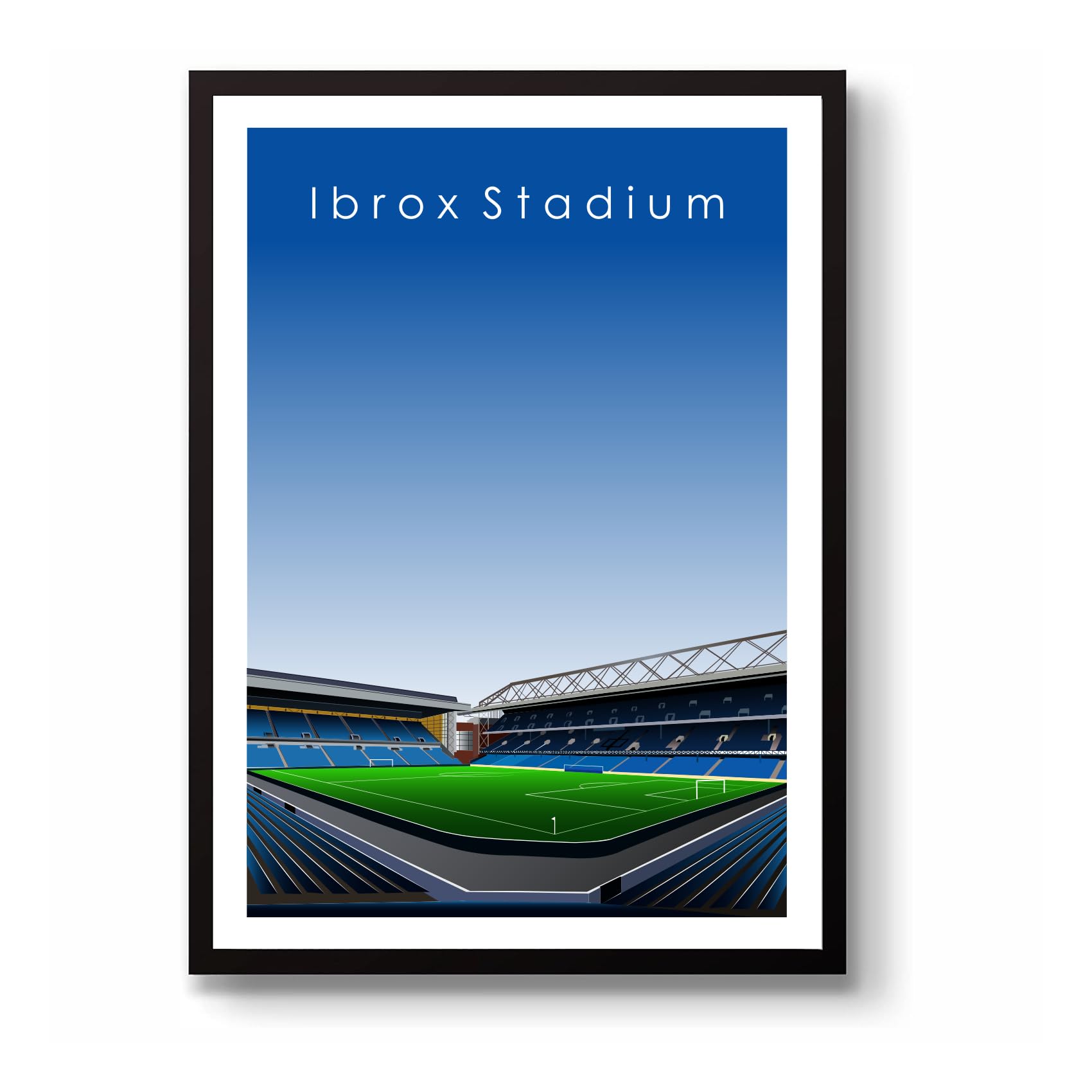 Grounddesigns Men's Blue And White Rangers Fc Football Gift Ibrox Stadium Art Unframed A3 Print Rfc