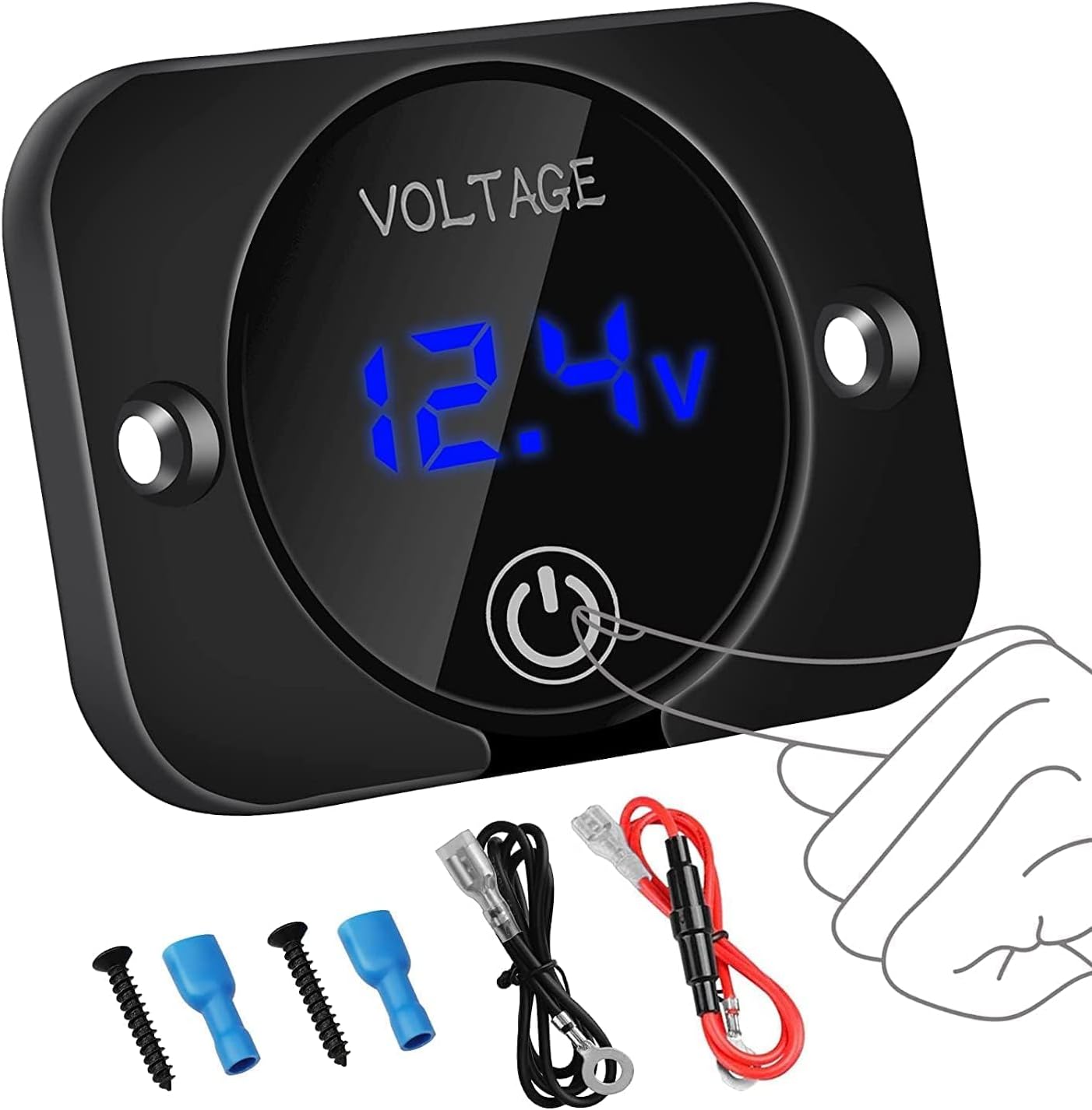 Linkstyle Battery Voltage Gauge, DC Volt Meter 12 Volt 24 Volt, LED Digital Display Voltage Meter, Waterproof Voltmeter with Touch Switch for Car RV Motorcycle Boat Golf Cart