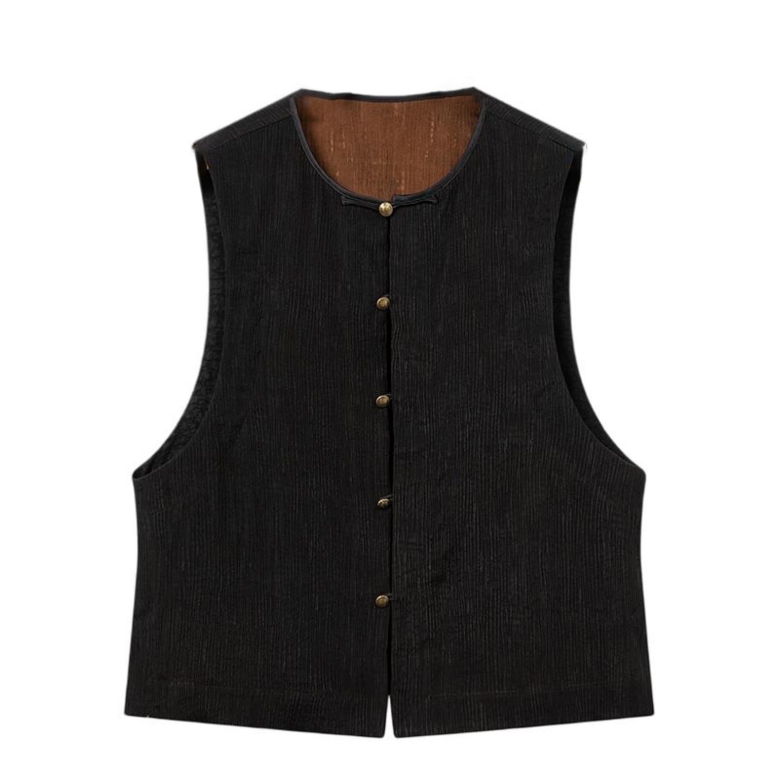 Chaleco de seda de estilo chino sin mangas para ropa casual de hombre con botones 5