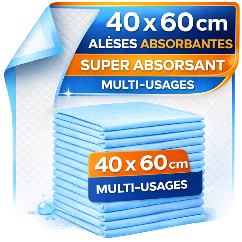 120 Alèses Jetables Ultra Absorbantes – Protection Matelas Imperméable pour Incontinence Adulte, Bébé, Soins Médicaux, Hôpital et Usage Quotidien (40x60cm)
