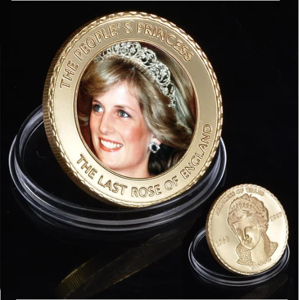 Rezajduie Gold Commemorative Coin Diana Princess Of Wales Plated Coins Collectibles With Coin Challenge Coin Souvenir Gift
