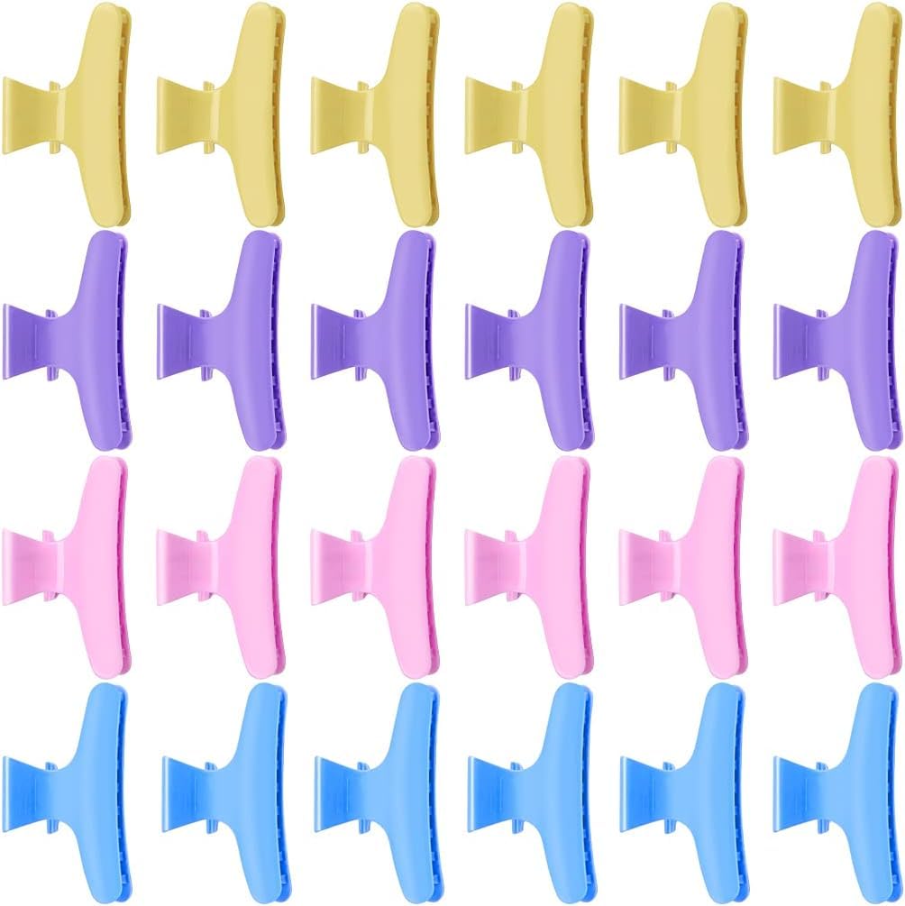 12pcs Pack Butterfly Clamps Hair Claw Clips Salon Hair Clips for Sectioning, Styling, Cutting, Coloring Large Pro Hair Clips Butterfly Hairdressing Hair...