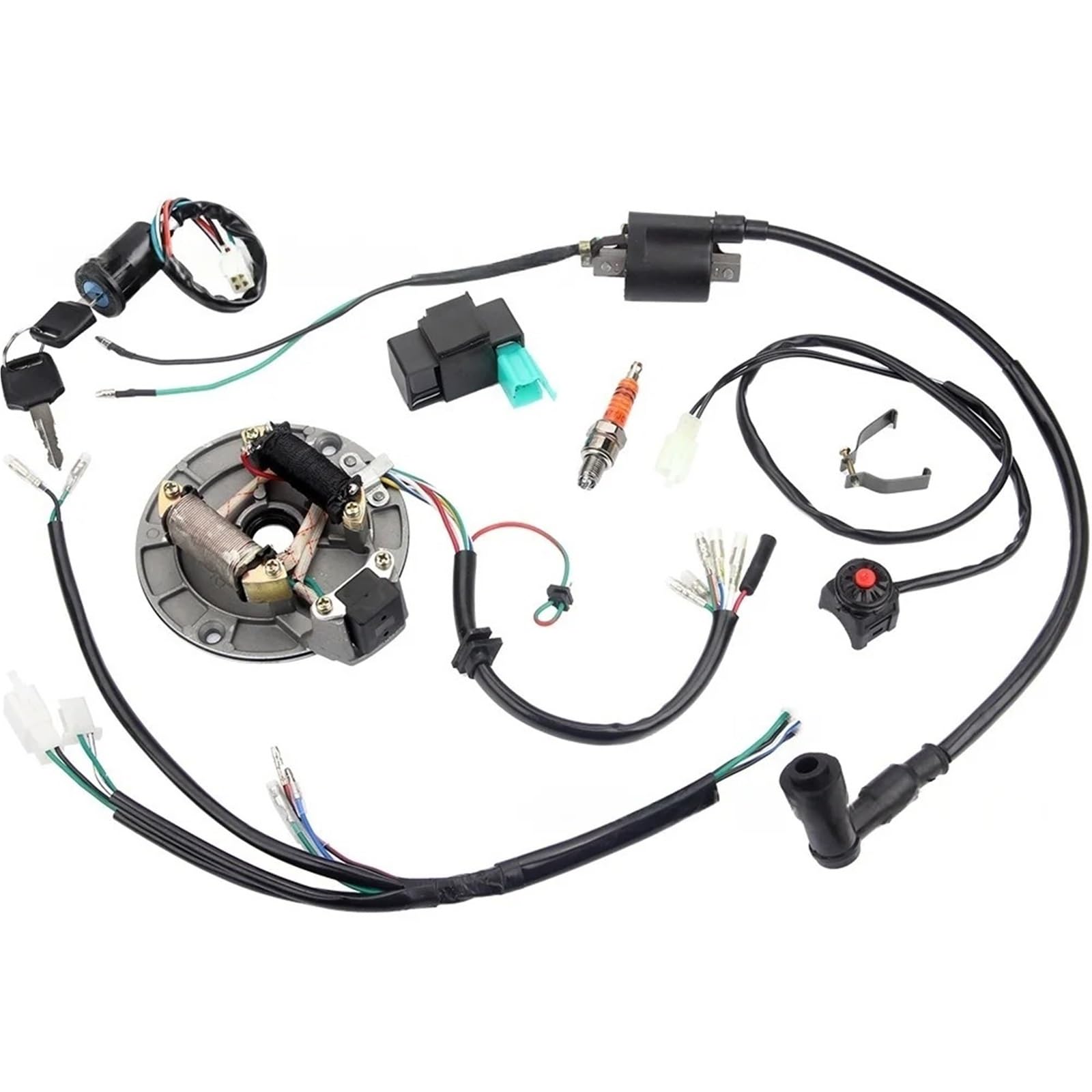 para Motos De Cross 50 70 110 125 Y 140 CC con Motor 4 Tiempos Bobina Encendido CDI A7TC Bujía Interruptor Apagado Arnés Cables Kit Magneto Bobina para Motores