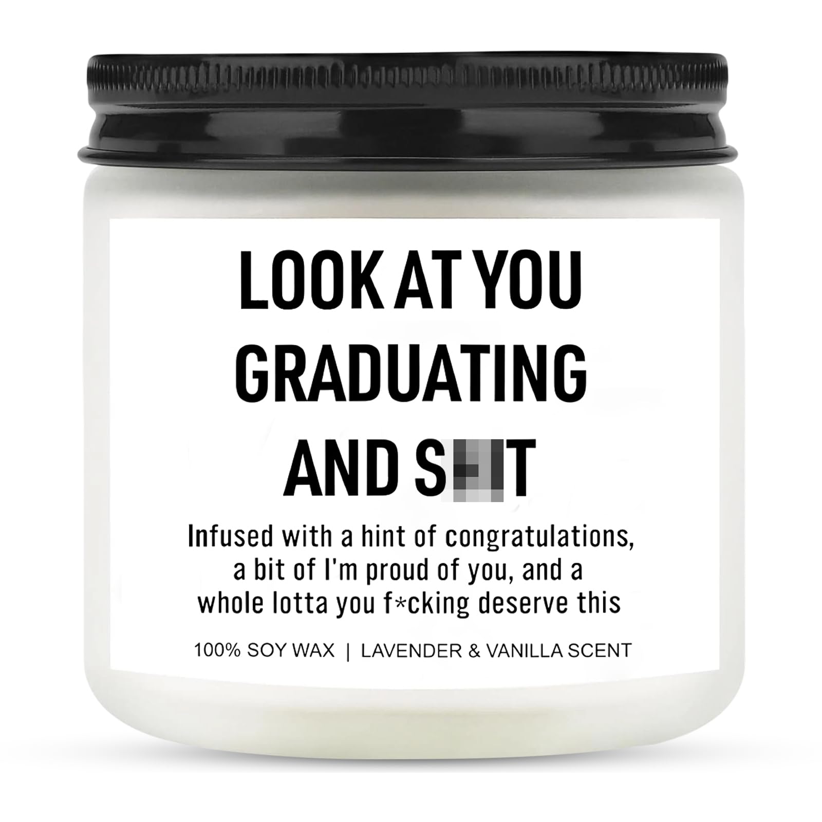 Funny Graduation Gifts Women Men, Congratulations Gifts, Grad Scented Candle, Graduation Presents for College, High School, Master’s Degree, Phd Grads, Lavender Soy Wax Candle, 3.5oz