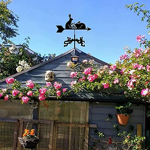 Weather Vane Animal, Decoration Weathervane, Wind Direction Indicators Kit Outdoor Garden Lawn Metal Bracket Wind Vane (Color : Rabbit),Weathervanes #TOP6