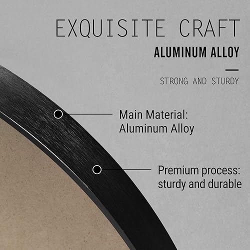 Miniatura 3 de NeuType Espejo redondo circular con marco de aleación de aluminio, espejo de pared redondo para entradas, baños, salas de estar y más (negro, 24 x