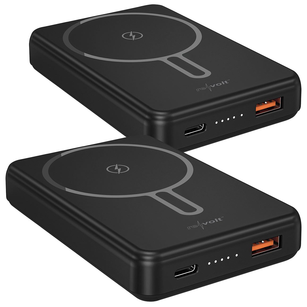 revolt powerbank magnetico: Set da 2 Powerbank Wireless, nero, 10.000 mAh, 22,5 W PD (magsafe per iphone, compatibile Qi, cassaforte)