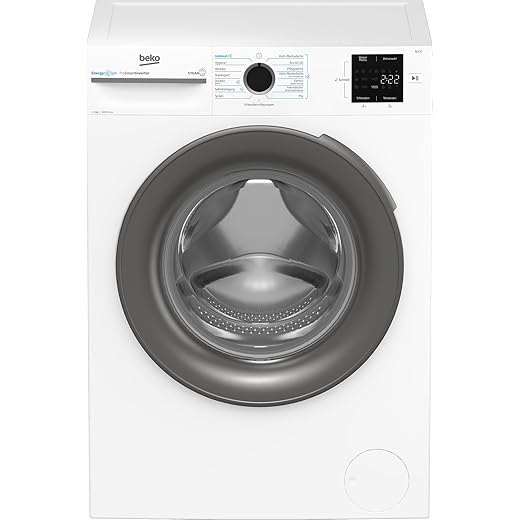Beko BM3WFU4941W1, Waschmaschine, 9 kg, Frontlader, Restzeitanzeige, Waschvollautomat, 1400 U/min, SteamCure Dampffunktion, allergikergeeignet, Weiß