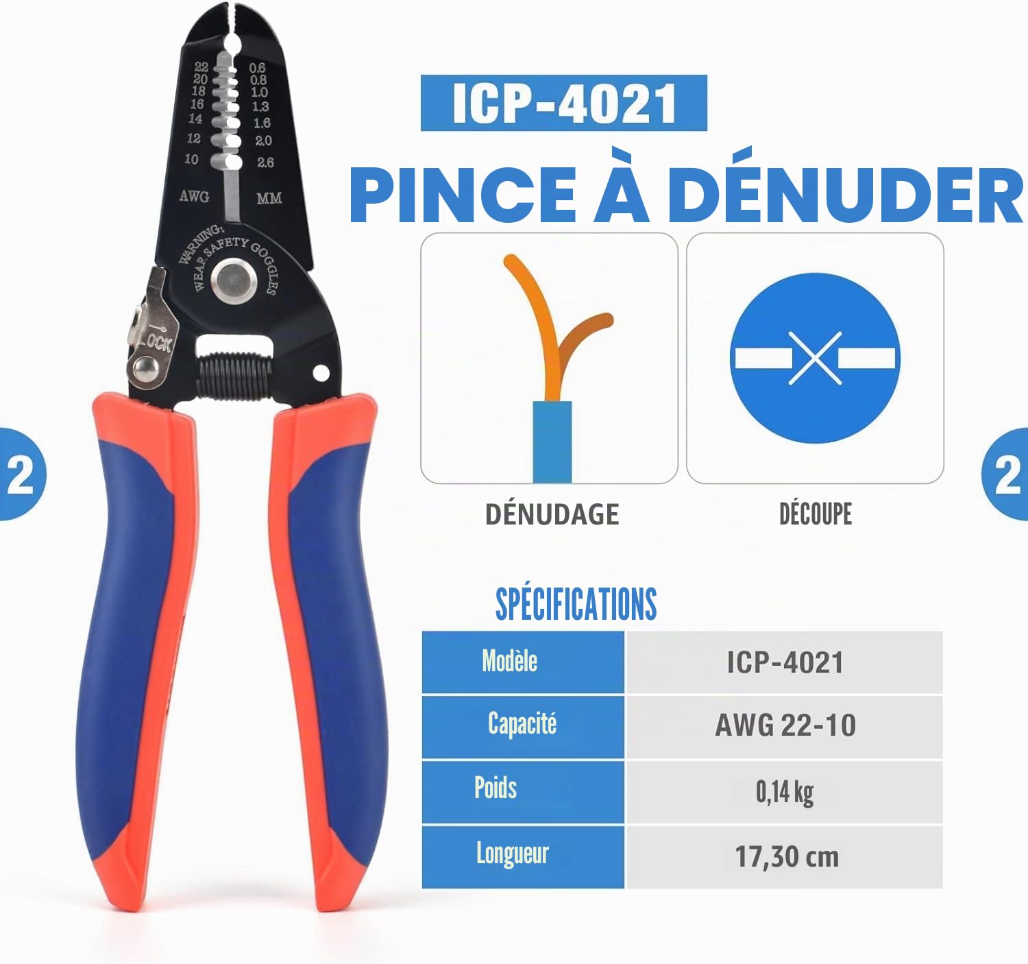iCrimp IWS-QCKIT Kit sertissage 8 pièces avec matrices interchangeables | Pince à sertir à cliquet avec dénudeur pour cosses isolées, non isolées et embouts