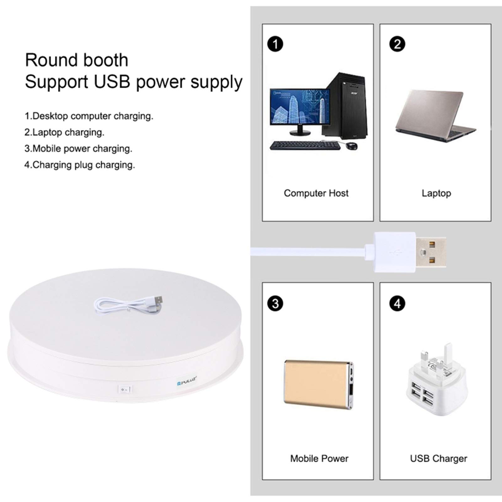 Stojak na biżuterię Gramofon Glorify do Dekoracji Biały ABS PC 30 Cm USB do Sklepu Sklepowego (Rozmiar 2)