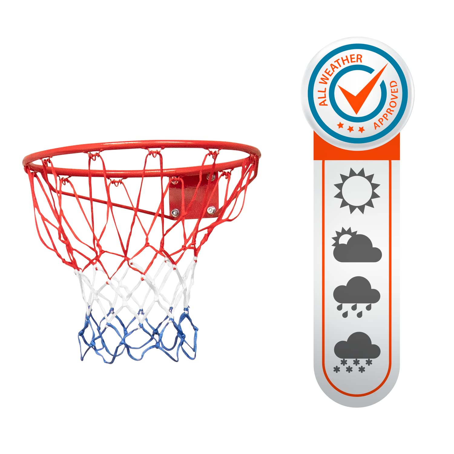 Aro de Baloncesto para Pared Malibu Diametro 45 cm y Red – Soporte de Pared Incluido