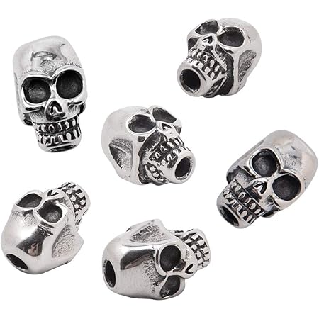 Skull Beads For Bracelets 10pcs 4mm Stainless Steel Skull Spacer