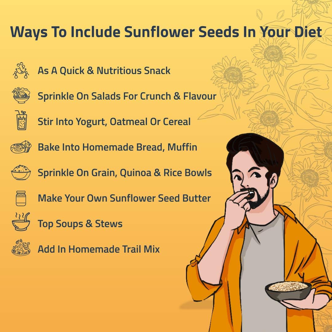 Farmley Sunflower Seeds 400 gram I Sunflower Seeds for Eating | Diet Food | Healthy Snack | Raw seeds | Weight management | Source of Antioxidants Pack of 2 - Image 7 thumbnail
