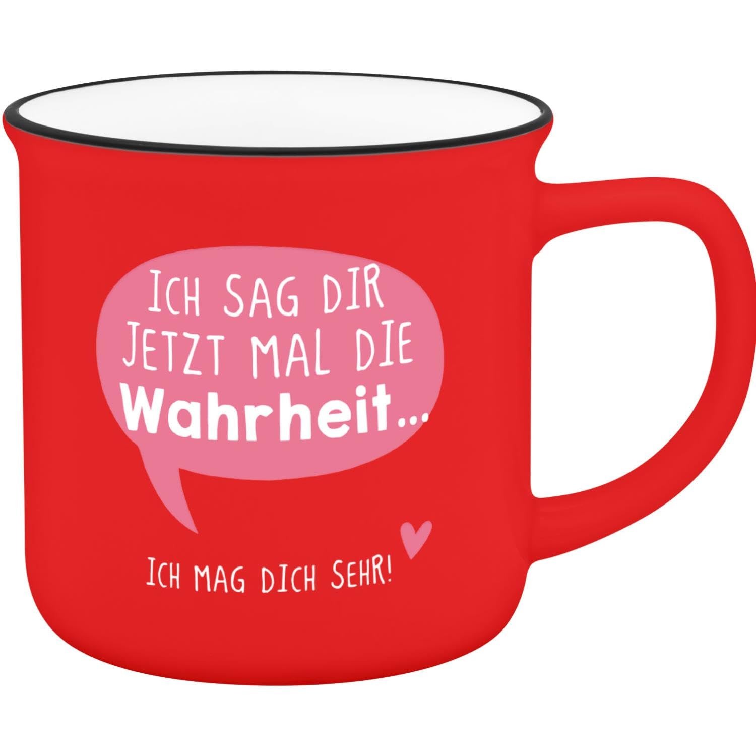 Gruss & CO Mug with Truth Motif, Favourite Mug Made of New Bone China Porcelain, Enamel Look, Black Drinking Rim, 35 cl | Friendship Gift | 74669