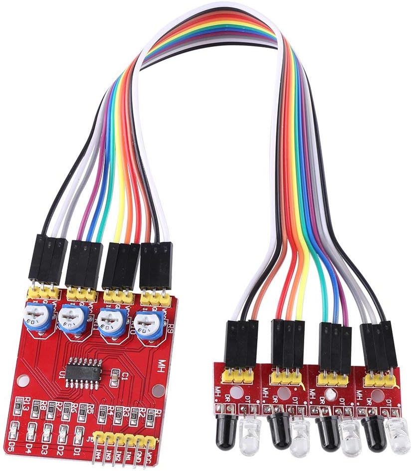 YWBL-WH Infrared Tracking Sensor Module, 4-Channel Infrared IR Line Reflection Tracking Sensor Obstacle Avoidance PCB 2-60cm Detection Distance