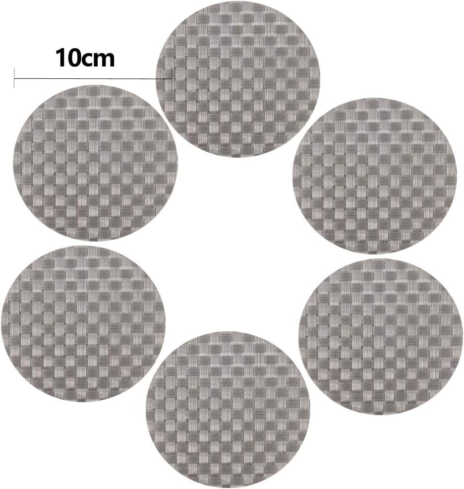 Time to Sparkle Set of 12 PCS Vinyl Woven 6pcs Placemats + 6pcs Coasters Place Mats Non slip Table Mats Waterproof Heat-resistant Dining Table Mats Decor (Grey) - Image 5