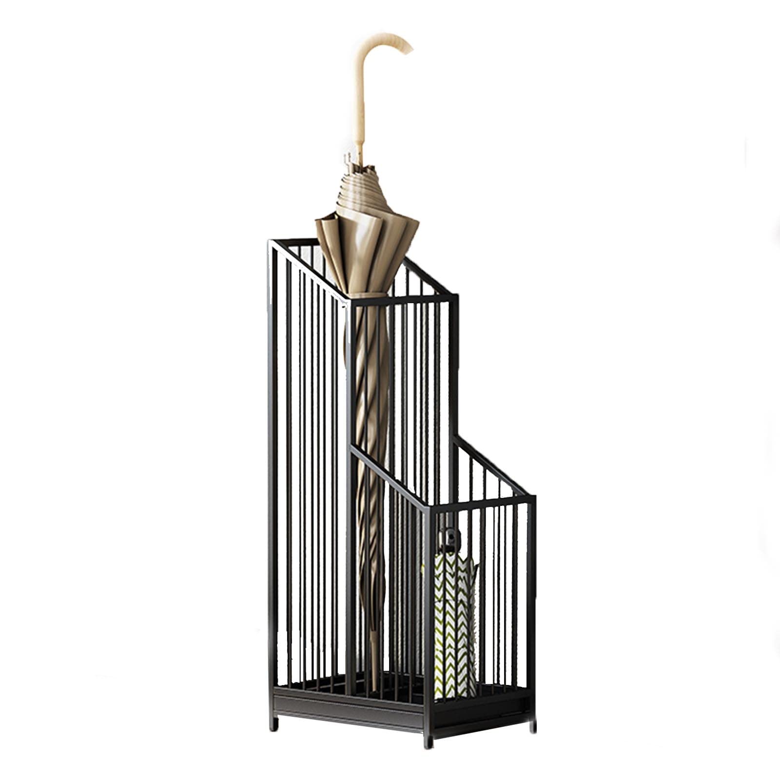 Porte-parapluies métallique anti-goutte avec bac amovible pour ne plus mouiller votre sol