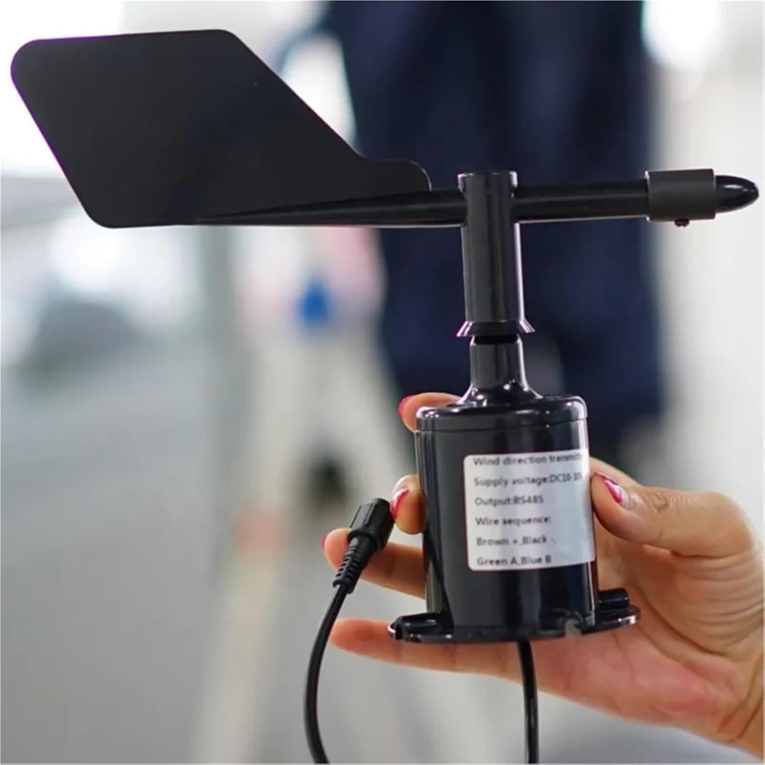 DC10-30V Wind Speed Sensor 0-360degree Polycarbonate Wind Direction Sensor Anemometer Speed Measuring Tool(Gold)