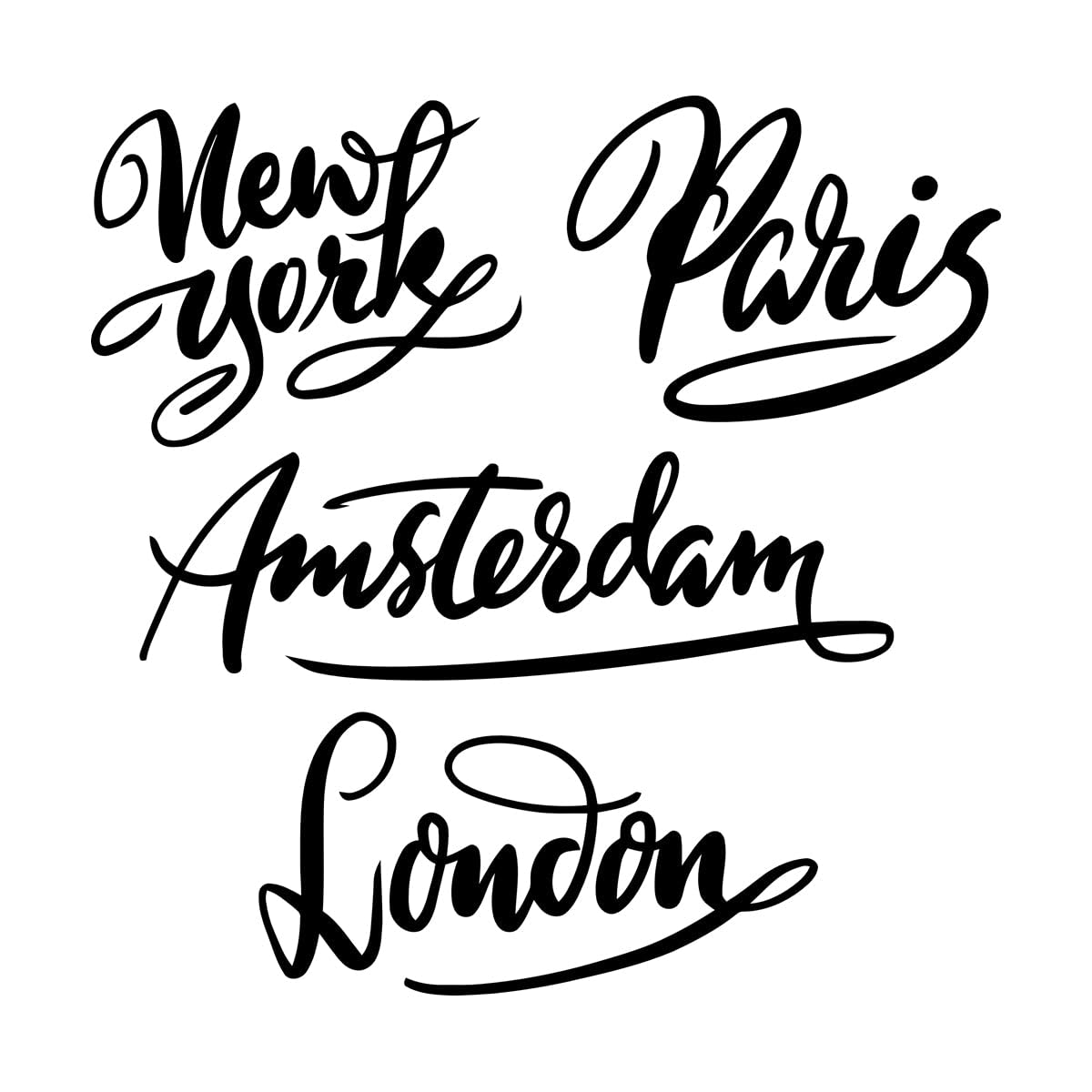 Fine Carving Decals New York Amsterdam Paris London Cities Tourism Words 36x36.9cm Do not Damage the wall Surface Small Black