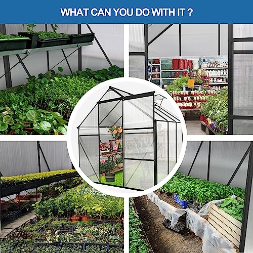 All-Season-6×8-FT-Heavy-Duty-Polycarbonate-Greenhouse-with-Raised-Base-Anchor-System-Aluminum-Walk-in-Structure-for-Outdoor-Backyard All Season 6×8 FT Heavy Duty Polycarbonate Greenhouse with Raised Base Anchor System Aluminum Walk in Structure for Outdoor Backyard