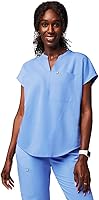 Fabletics Women's Evolve Oversized 3-Pocket Scrub Top - MotionTech 4-Way Stretch, Wrinkle-Resistant, Anti-Shrink Scrubs