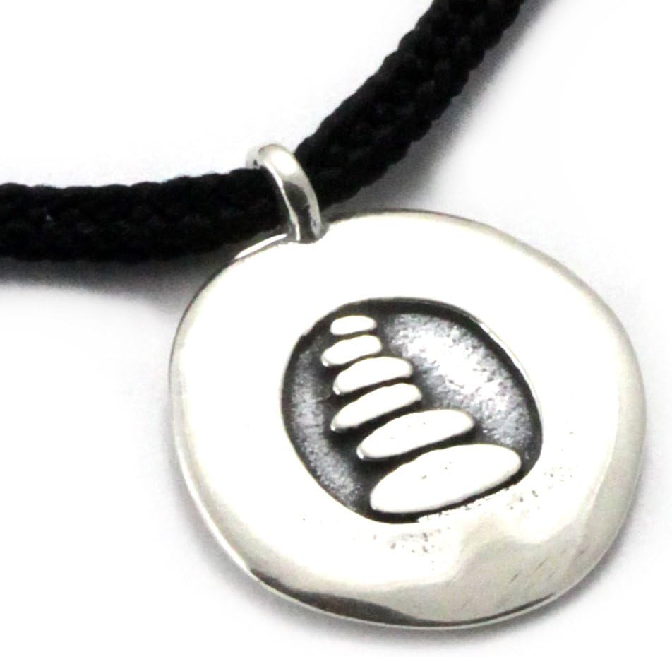 Tarma Sterling Silver Cairn Disc Pendant, Black, One Size