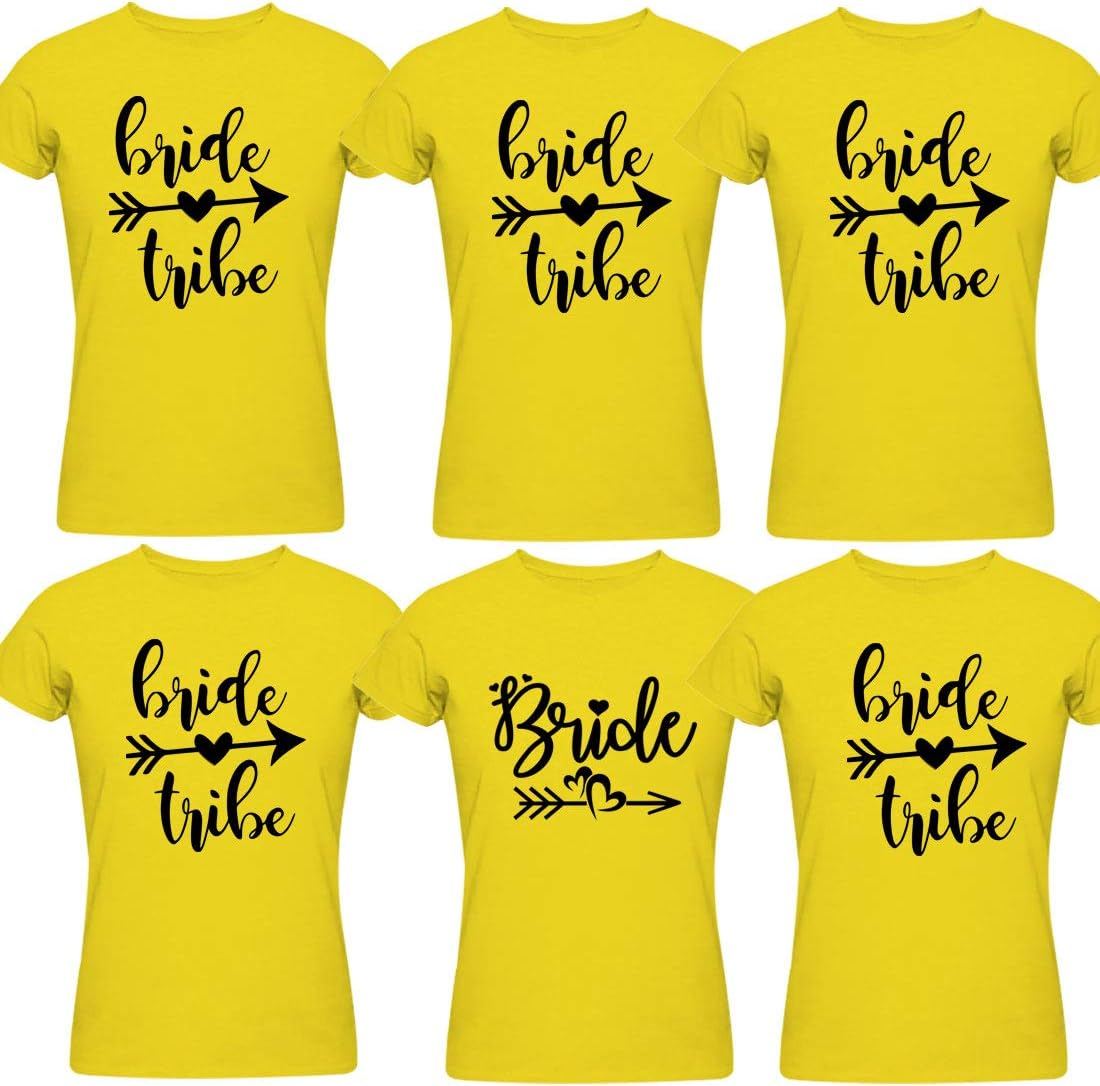 RAINBOWTEESBride Squad t-Shirts Set of 6 Tshirts for Women