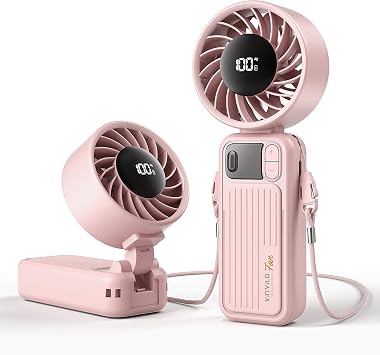 Portable Handheld Fan, 100 Speed Mini Personal Fan [16H Max Cooling Time], 180 Foldable Travel Fan for Desk & Hand & Neck, Small Summer Gifts Concerts Essentials for Women Girls Kids Pink