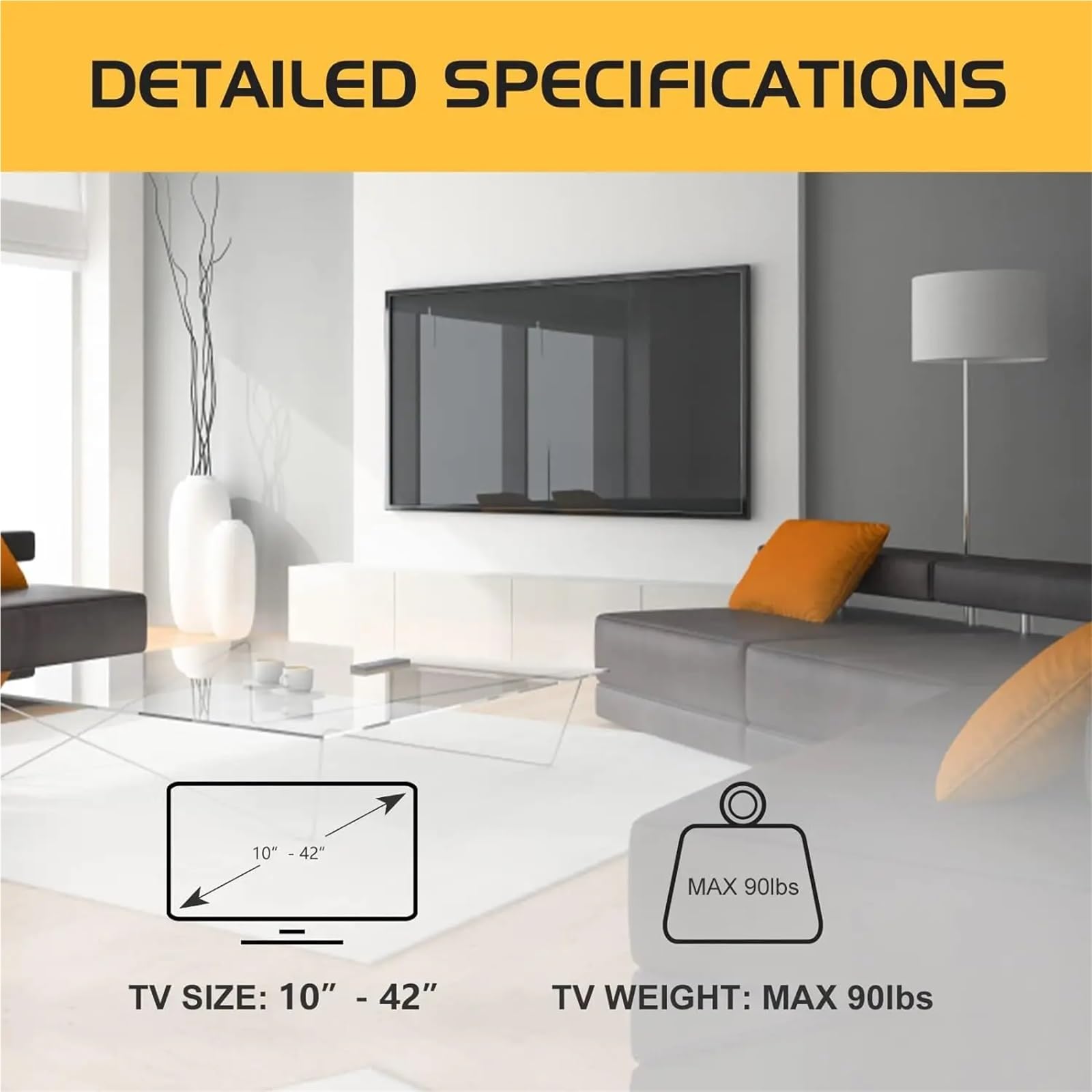 Soporte de TV de 14 a 42 Pulgadas, Ajustable, de Perfil bajo, para Pantalla Plana de Plasma o Curva.