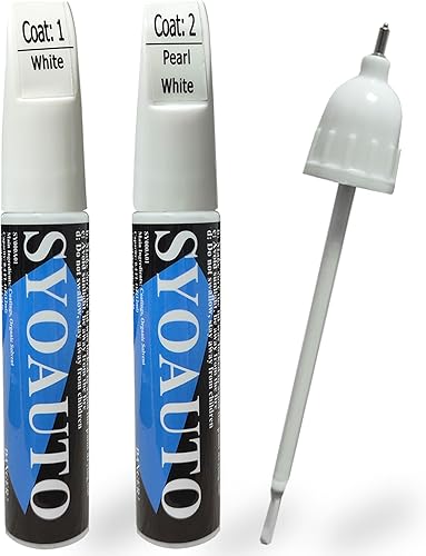 SYOAUTO Pintura de retoque blanco perla para automóviles Retoque automático, reparación de arañazos, pintura automotriz, removedor de arañazos 2 en